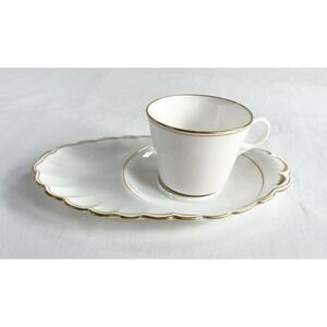 Antique 1875-1890 Copeland Spode Tennis/Snack Set Teacup & Plate White & Gold